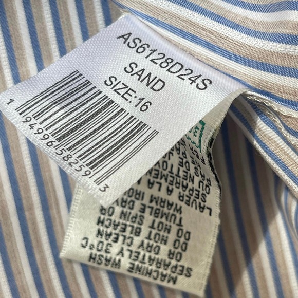 BUGATCHI Comfort Stretch Striped Long Sleeve Button Down Men’s size 16 34/35 - Picture 5 of 6